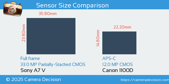 Sony A7 V vs Canon 1100D Sensor Size Comparison