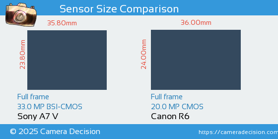 Sony A7 V vs Canon R6 Sensor Size Comparison
