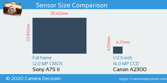 Sony A7S II vs Canon A2300 Sensor Size Comparison