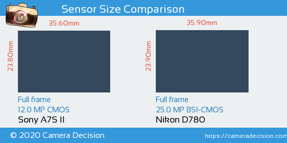 Sony A7S II vs Nikon D780 Sensor Size Comparison