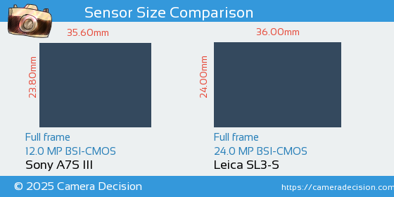 Sony A7S III vs Leica SL3-S Sensor Size Comparison