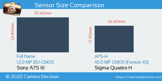 Sony A7S III vs Sigma Quattro H Sensor Size Comparison
