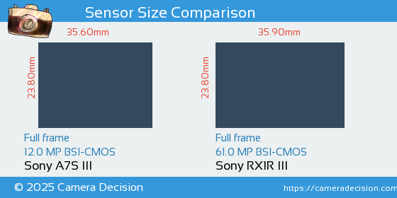 Sony A7S III vs Sony RX1R III Sensor Size Comparison