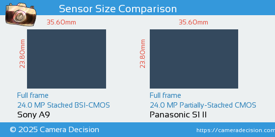 Sony A9 vs Panasonic S1 II Sensor Size Comparison