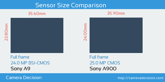 Sony A9 vs Sony A900 Sensor Size Comparison