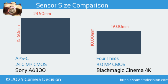 Sony A6300 vs Blackmagic Cinema 4K Sensor Size Comparison