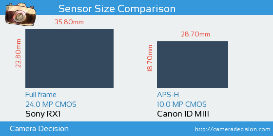 Sony RX1 vs Canon 1D MIII Sensor Size Comparison