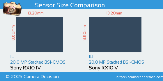 Sony RX10 IV vs Sony RX10 V Sensor Size Comparison