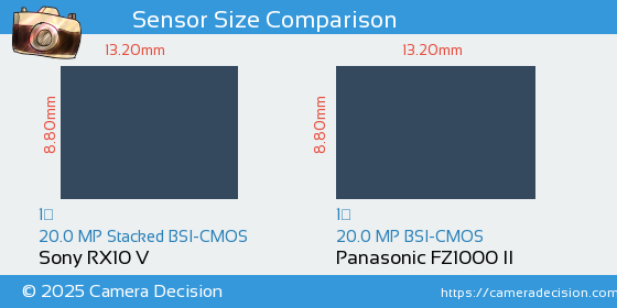 Sony RX10 V vs Panasonic FZ1000 II Sensor Size Comparison