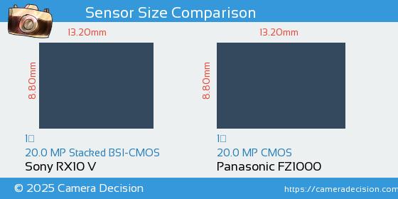 Sony RX10 V vs Panasonic FZ1000 Sensor Size Comparison