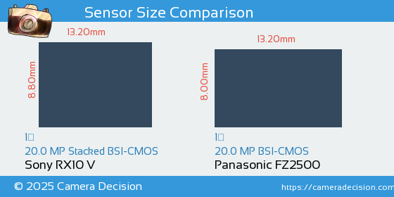 Sony RX10 V vs Panasonic FZ2500 Sensor Size Comparison