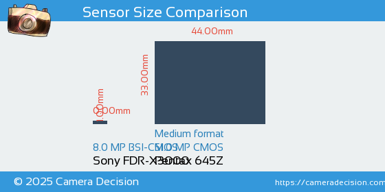 Sony FDR-X3000 vs Pentax 645Z Sensor Size Comparison
