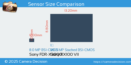 Sony FDR-X3000 vs Sony RX100 VII Sensor Size Comparison