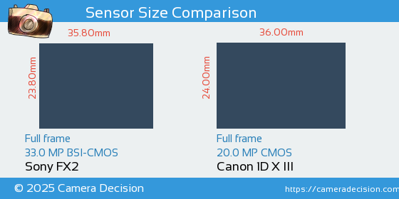 Sony FX2 vs Canon 1D X III Sensor Size Comparison