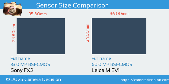 Sony FX2 vs Leica M EV1 Sensor Size Comparison