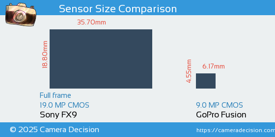 Sony FX9 vs GoPro Fusion Sensor Size Comparison
