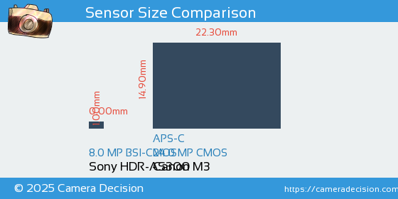 Sony HDR-AS300 vs Canon M3 Sensor Size Comparison