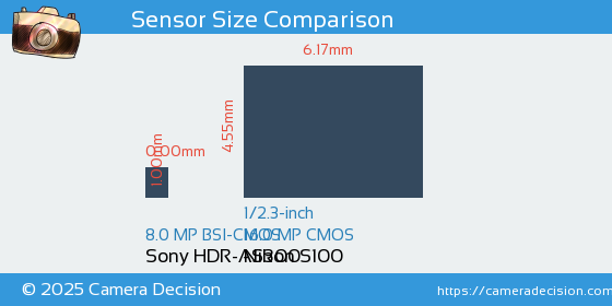 Sony HDR-AS300 vs Nikon S100 Sensor Size Comparison