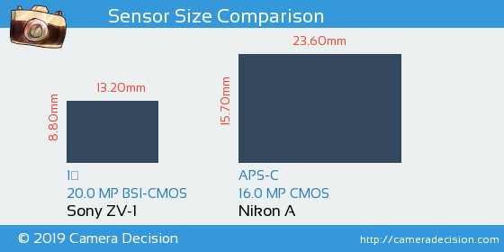 Sony ZV-1 vs Nikon A Sensor Size Comparison