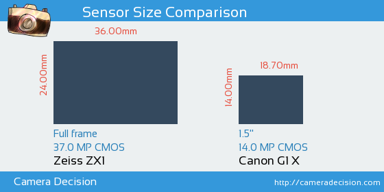 Zeiss ZX1 vs Canon G1 X Sensor Size Comparison