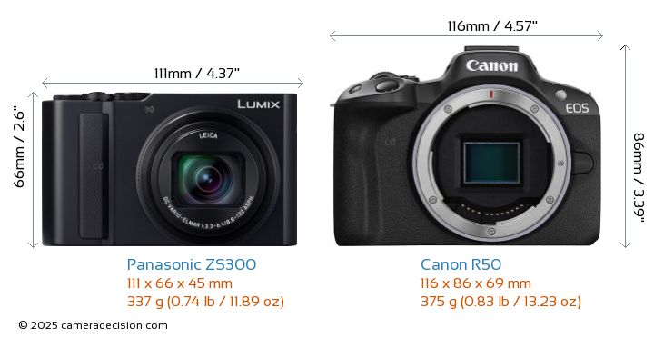 Panasonic ZS300 vs Canon R50 Detailed Comparison