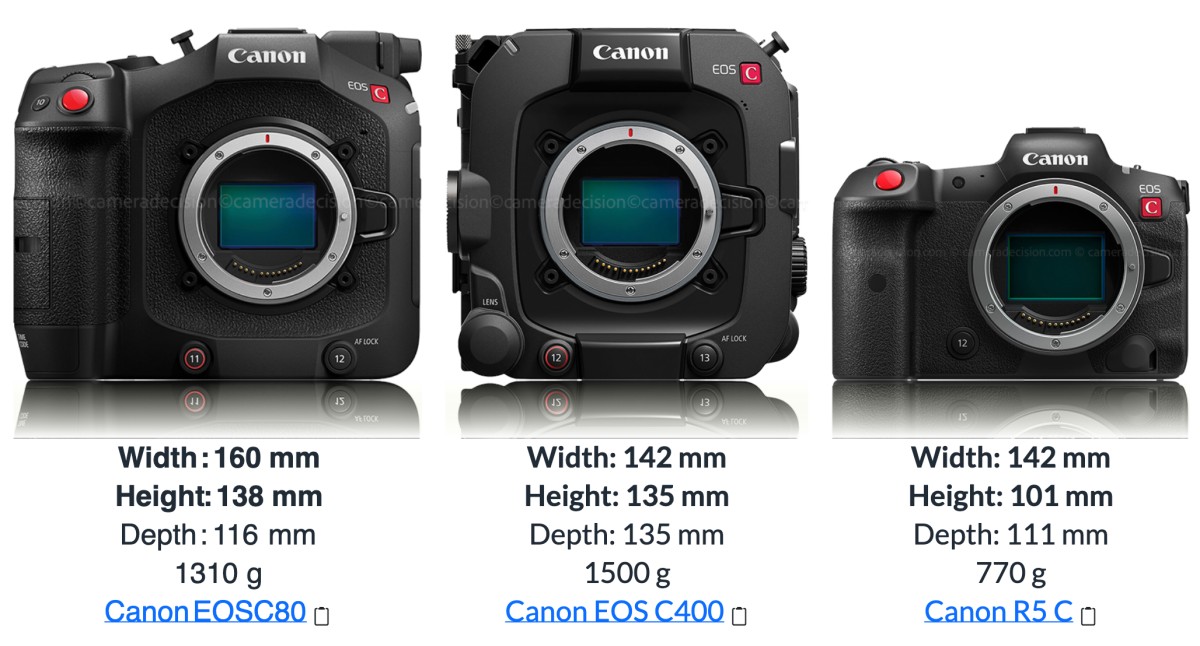Canon EOS C80 vs C400 vs R5 C